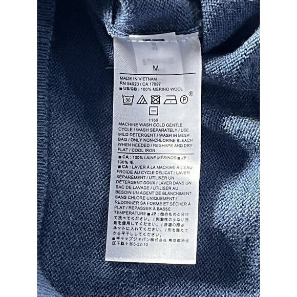Banana Republic Men's Sz M Blue Gray Stripe 100% Merino Wool Fine Knit Sweater - Picture 5 of 7